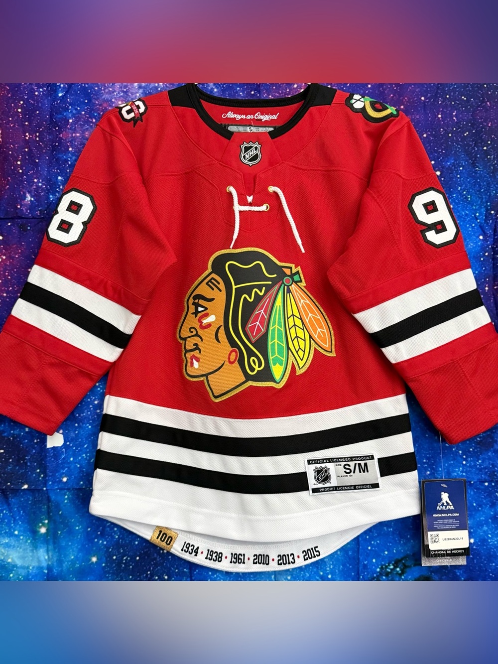 NWT Connor Bedard Chicago Blackhawks #98 Red Premier Centennial Jersey Youth S/M
